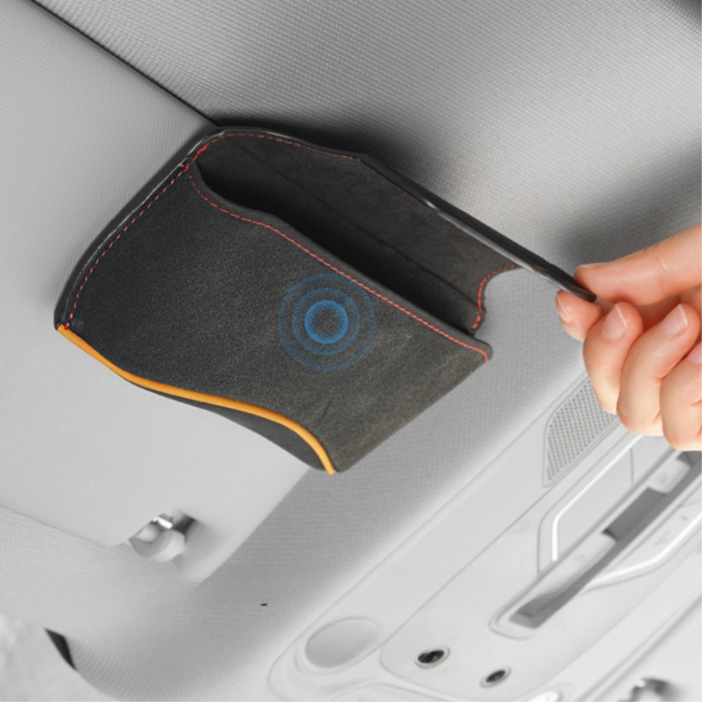 Custodia per occhiali da auto con clip per parasole