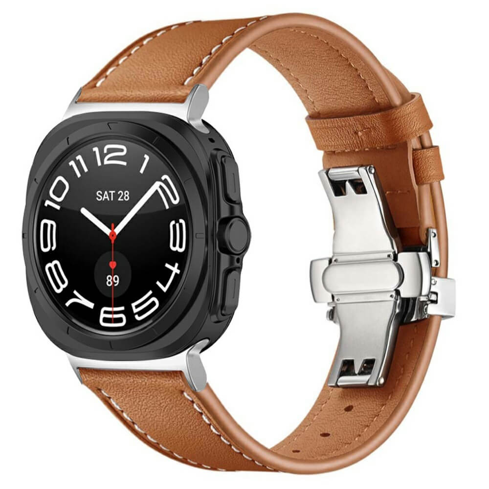 Galaxy Watch Ultra (47 mm) - Cinturino di ricambio in pelle con chiusura a butterfly