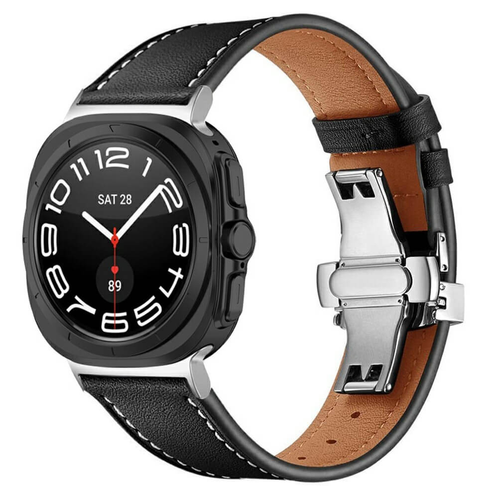 Galaxy Watch Ultra (47 mm) - Cinturino di ricambio in pelle con chiusura a butterfly