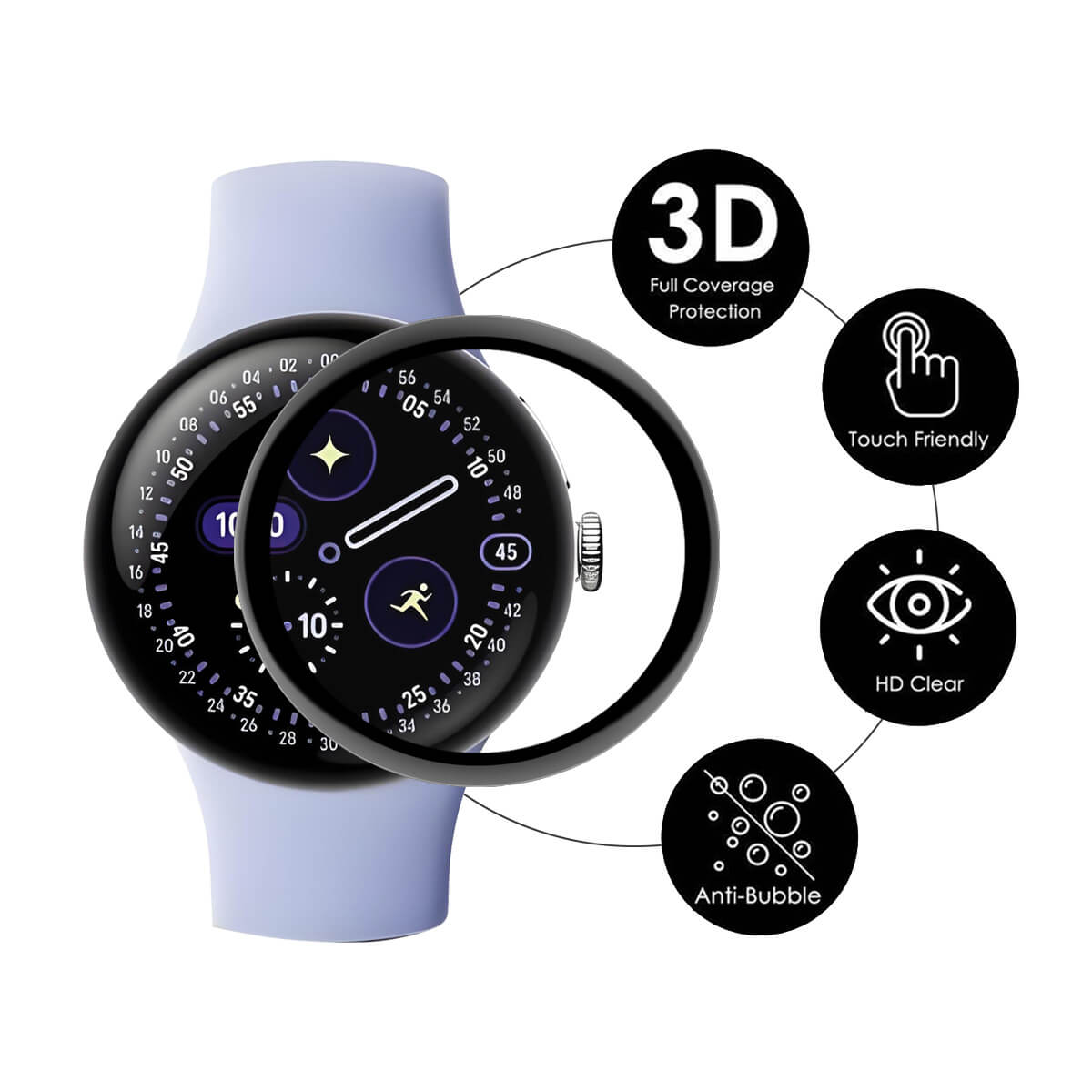 Google Pixel Watch 4 - 41mm - 2pz. Pellicola protettiva in PET