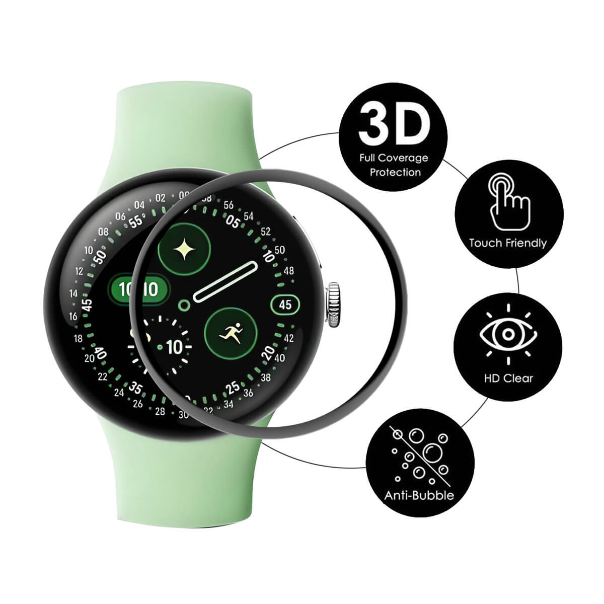 Google Pixel Watch 4 - 45mm- 2pz. Pellicola protettiva in PET