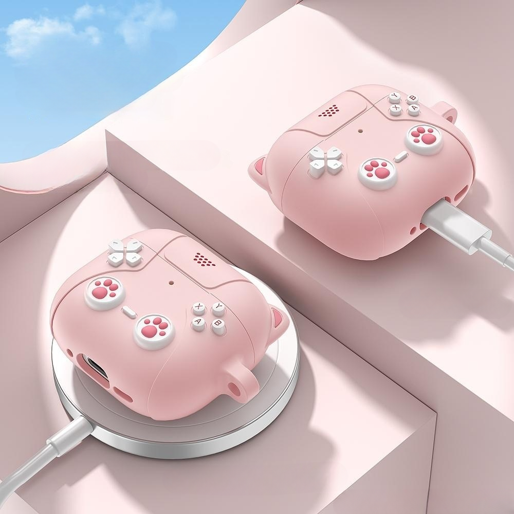 Airpods 4 - Custodia protettiva in silicone gatto 3D