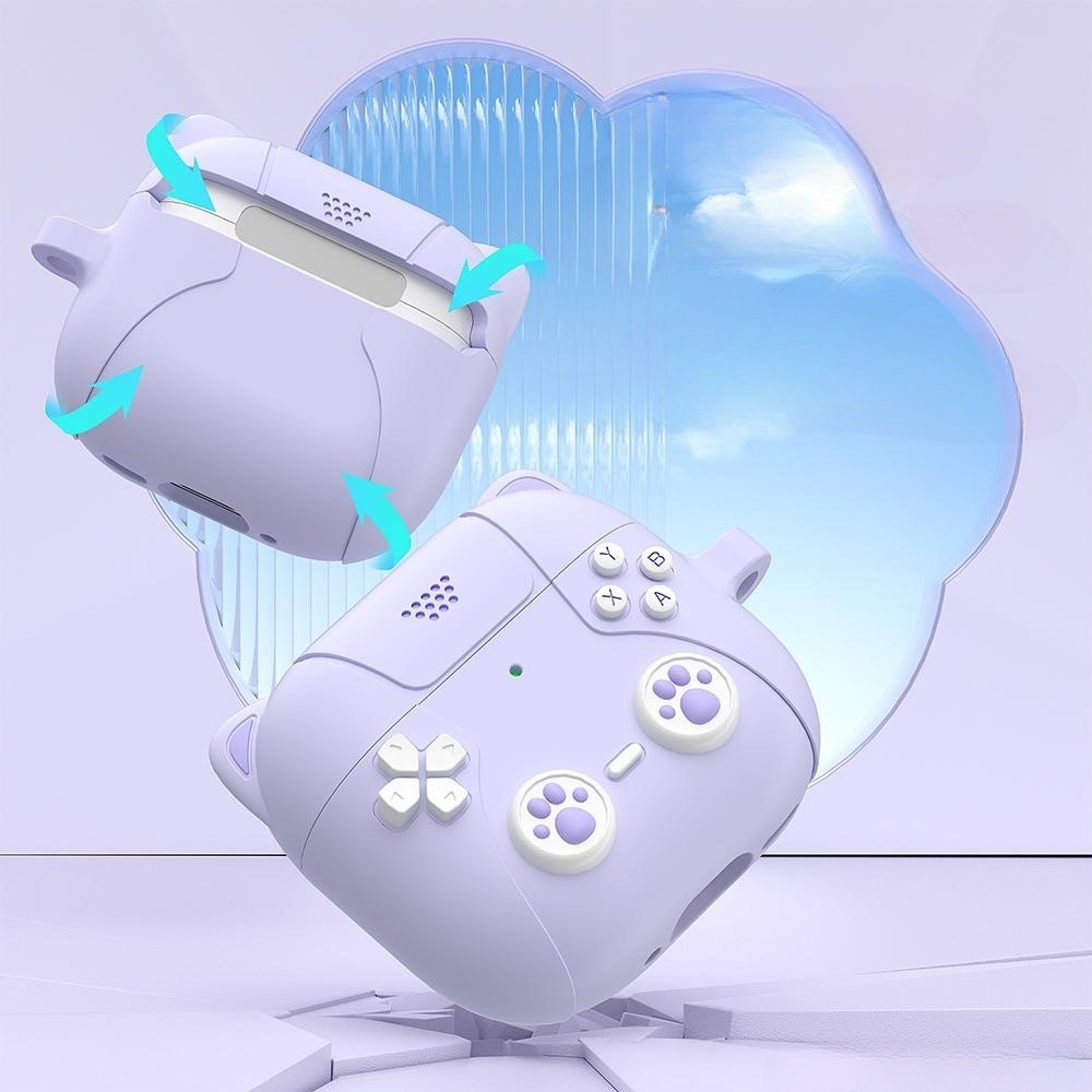 Airpods 4 - Custodia protettiva in silicone gatto 3D