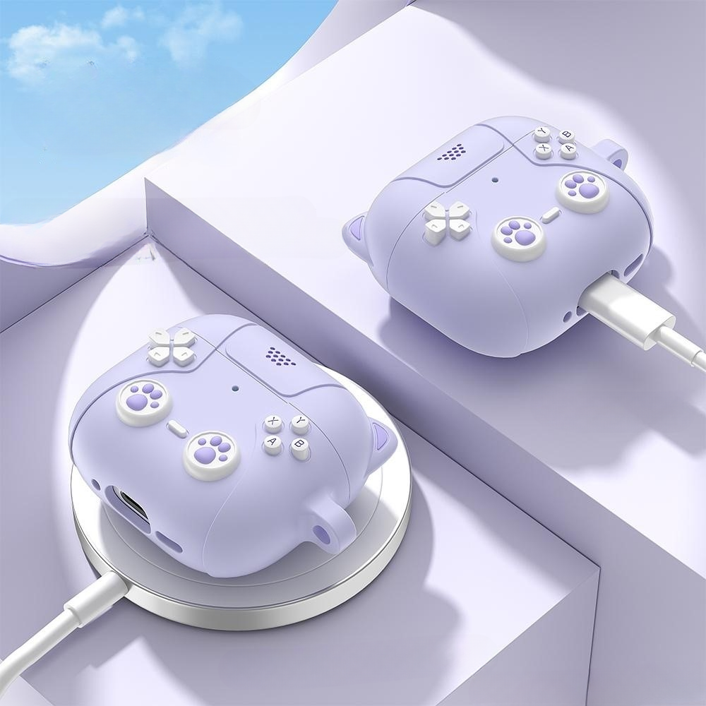 Airpods 4 - Custodia protettiva in silicone gatto 3D