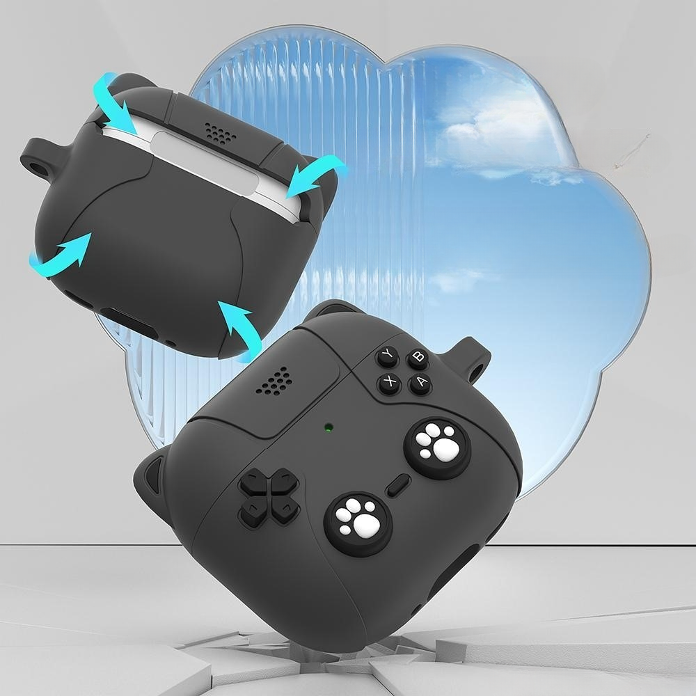 Airpods 4 - Custodia protettiva in silicone gatto 3D