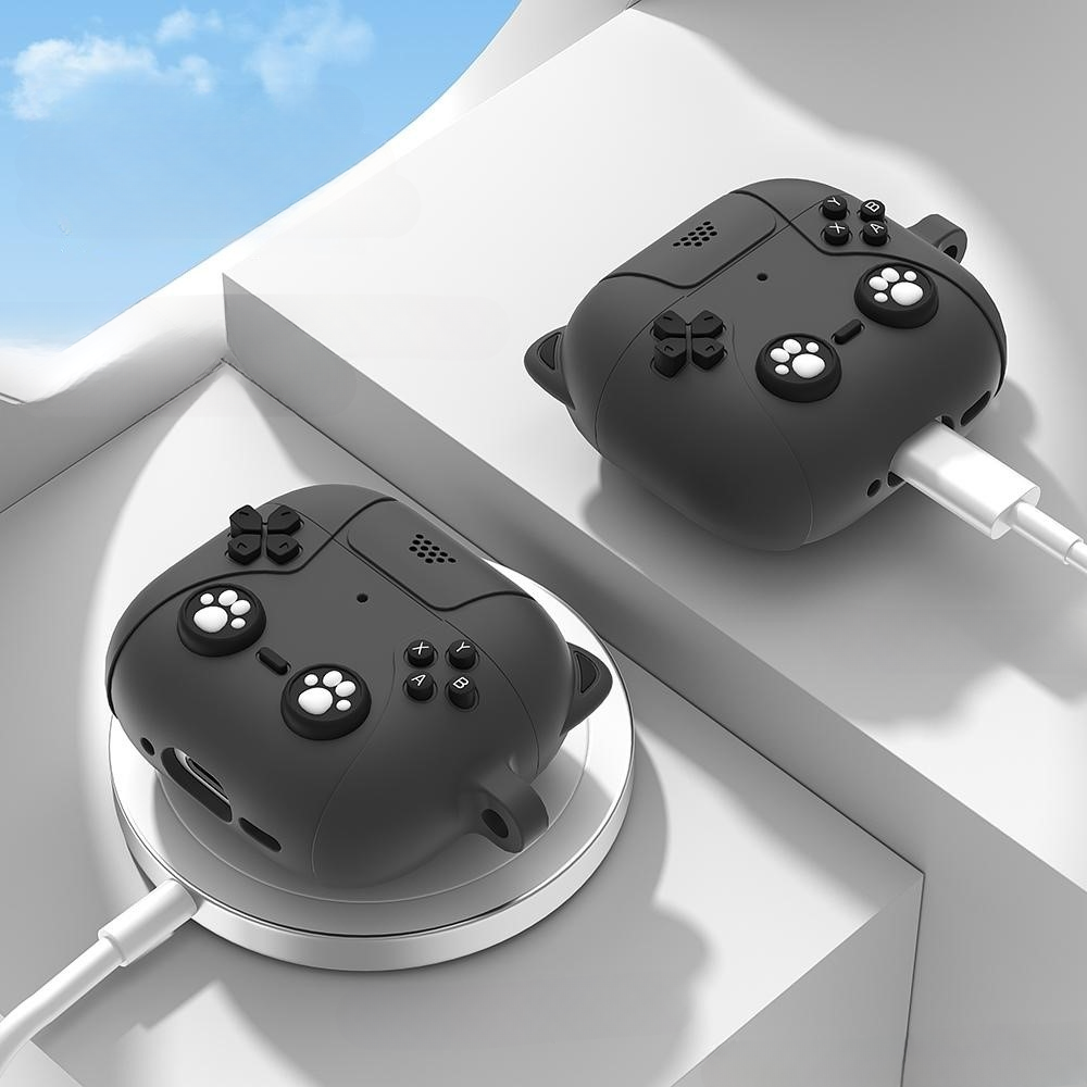 Airpods 4 - Custodia protettiva in silicone gatto 3D