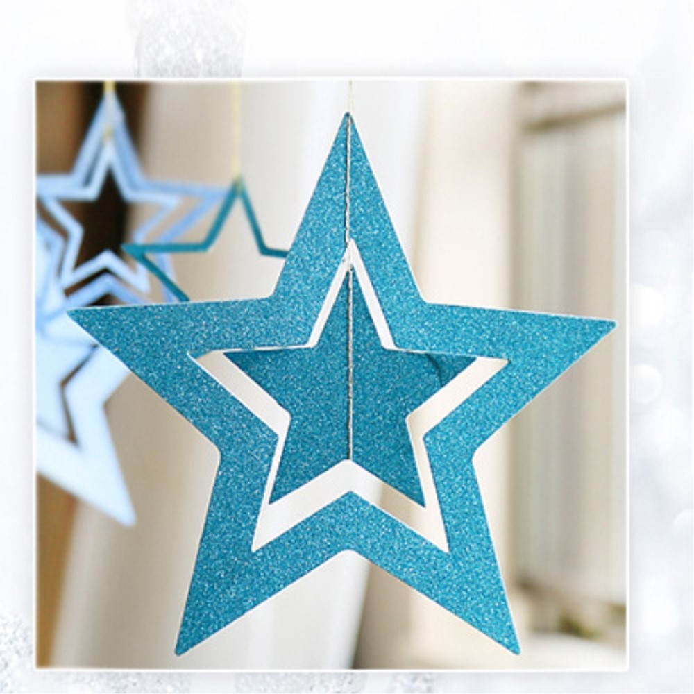 Stelle di carta glitterate Decorazione per feste di matrimonio di Natale Blu scuro