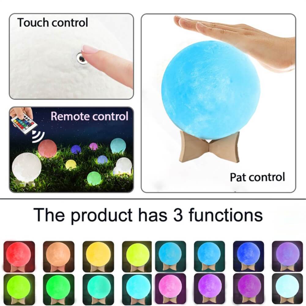 Multicolor LED Mondlampe dimmbar 3D 15CM
