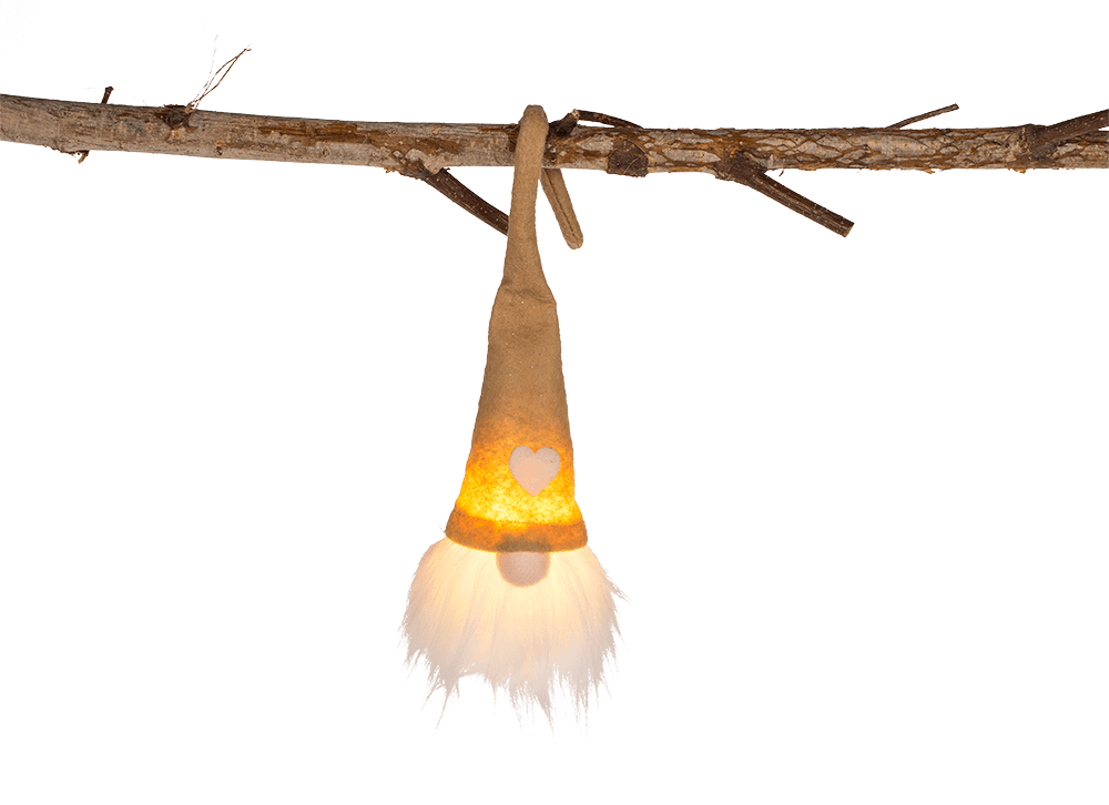 Weihnachtswichtel mit LED zum Aufhängen