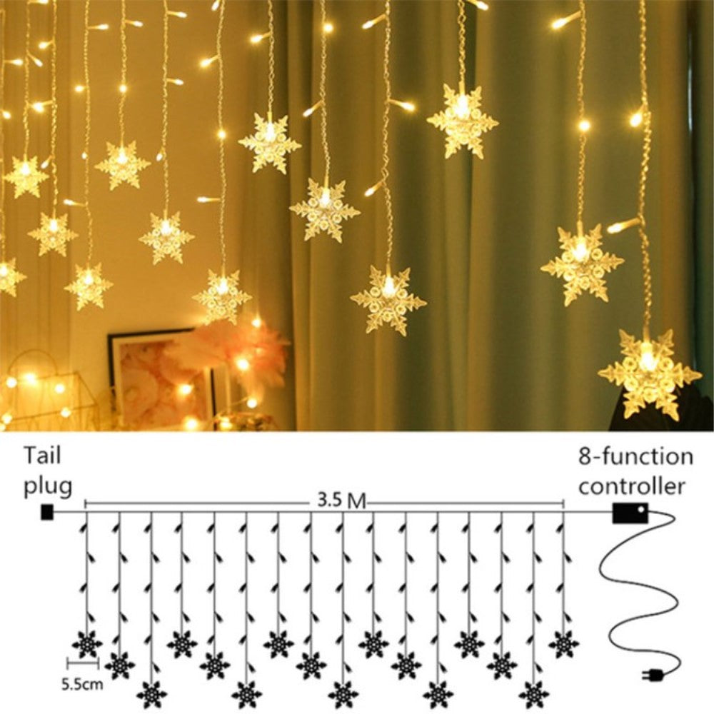 Snowflake Curtain Fairy Lights 3M