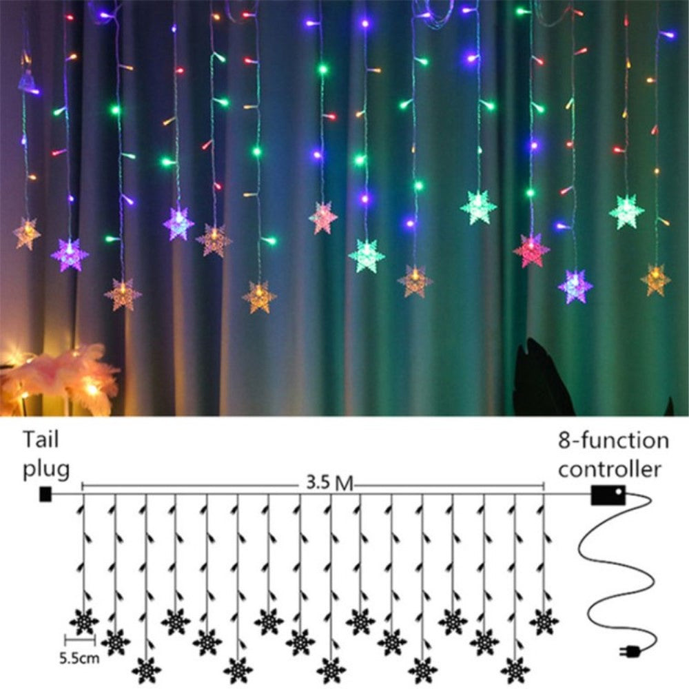 Snowflake Curtain Fairy Lights 3M