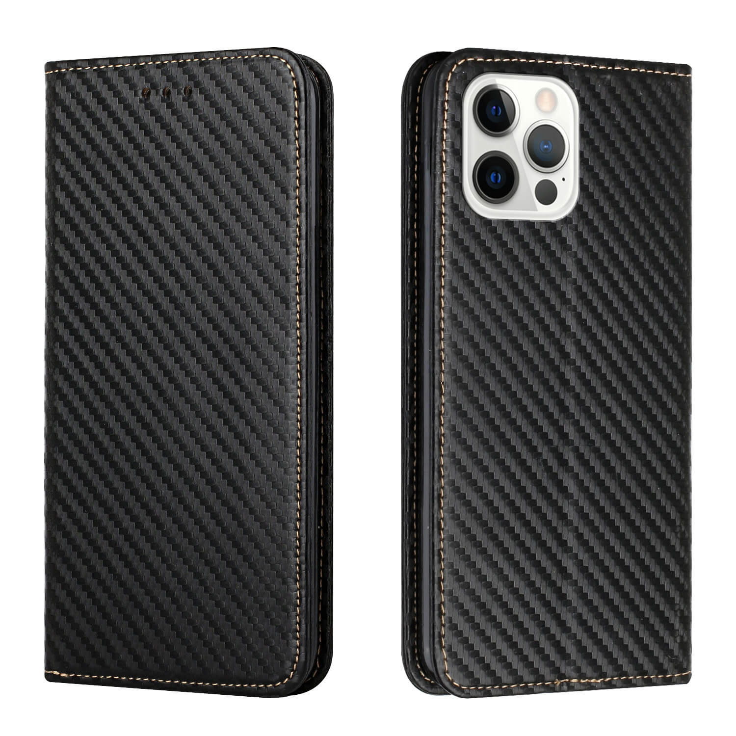Iphone 14 Pro Max - Carbon Look Flip Case Cover