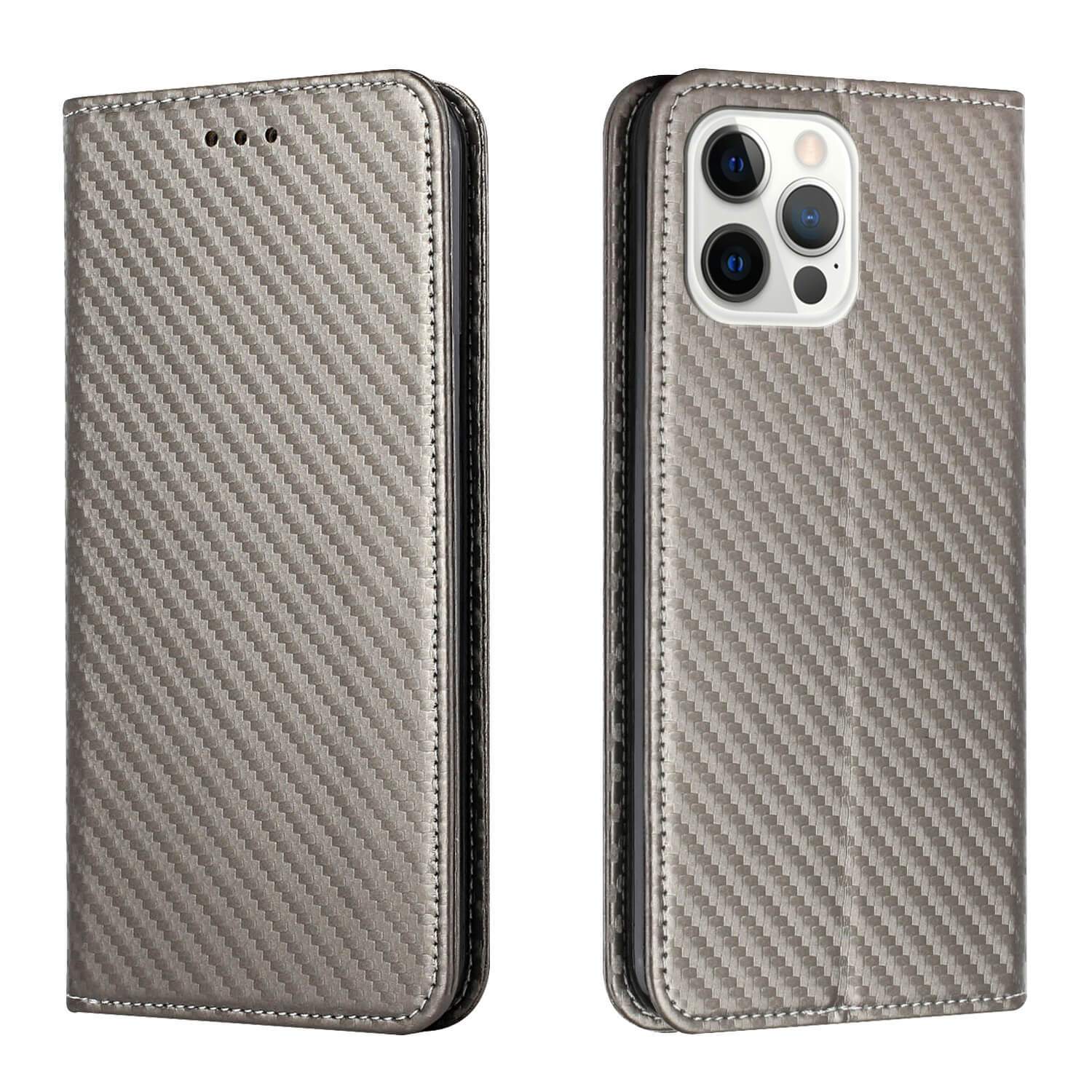 Iphone 14 Pro Max - Carbon Look Flip Case Cover