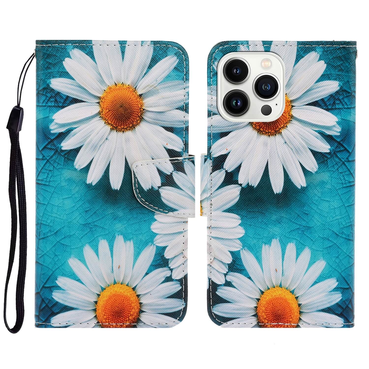 iPhone 14 Pro Max - Leather Case Cover Daisies