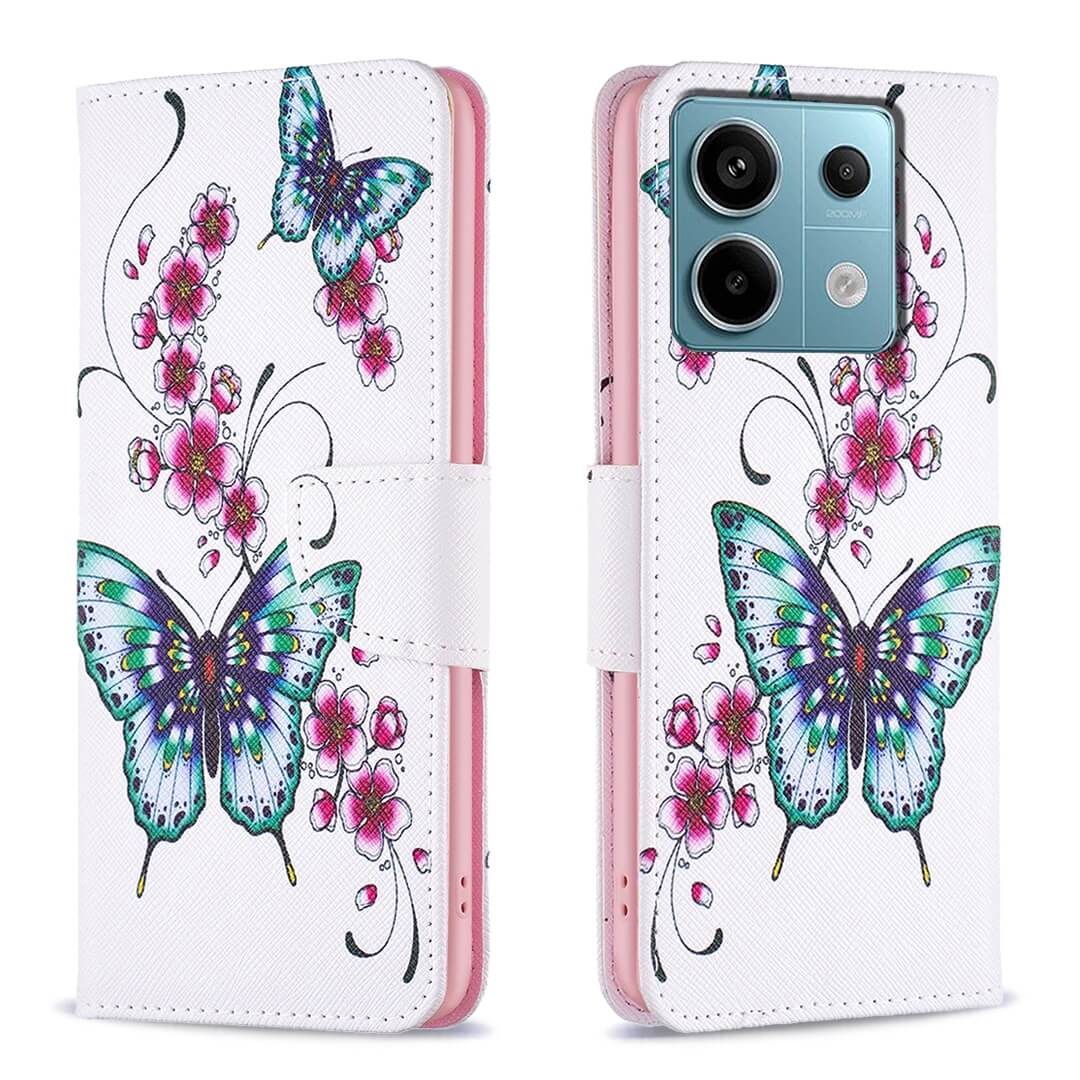 Poco X6 / Redmi Note 13 Pro 5G - Etui Hülle Schmetterling weiss