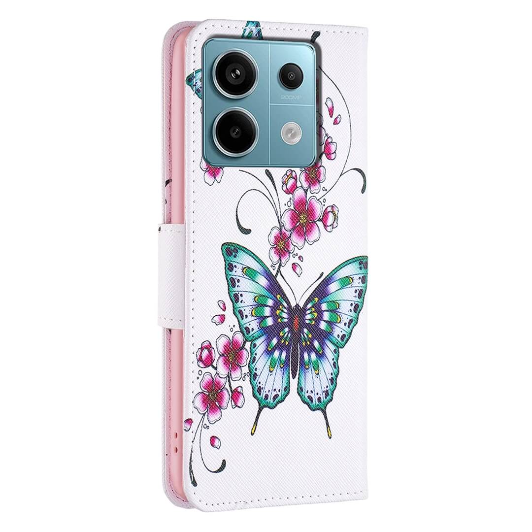 Poco X6 / Redmi Note 13 Pro 5G - Etui Hülle Schmetterling weiss