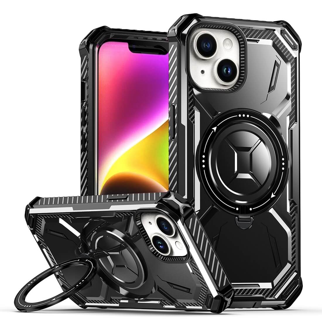 iPhone 15 - Armor Case robuste avec Kickstand