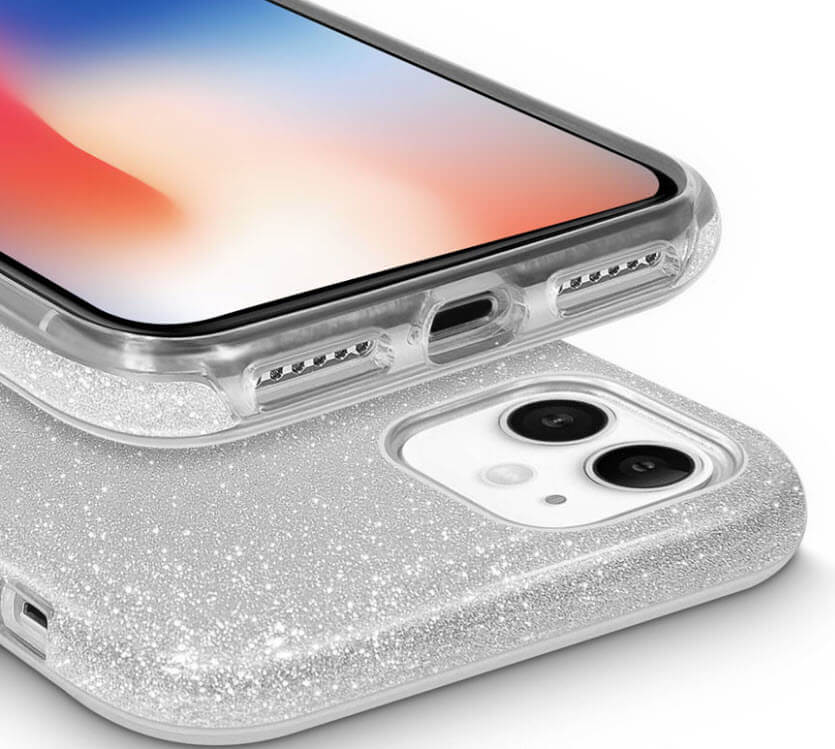 iPhone 14 Plus - Fonex Glitter Silikonhülle silber