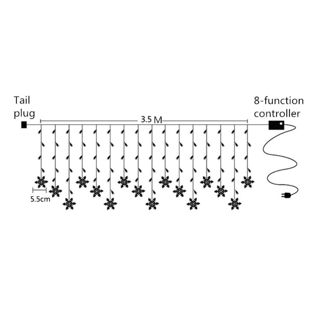 Snowflake Curtain Fairy Lights 3M