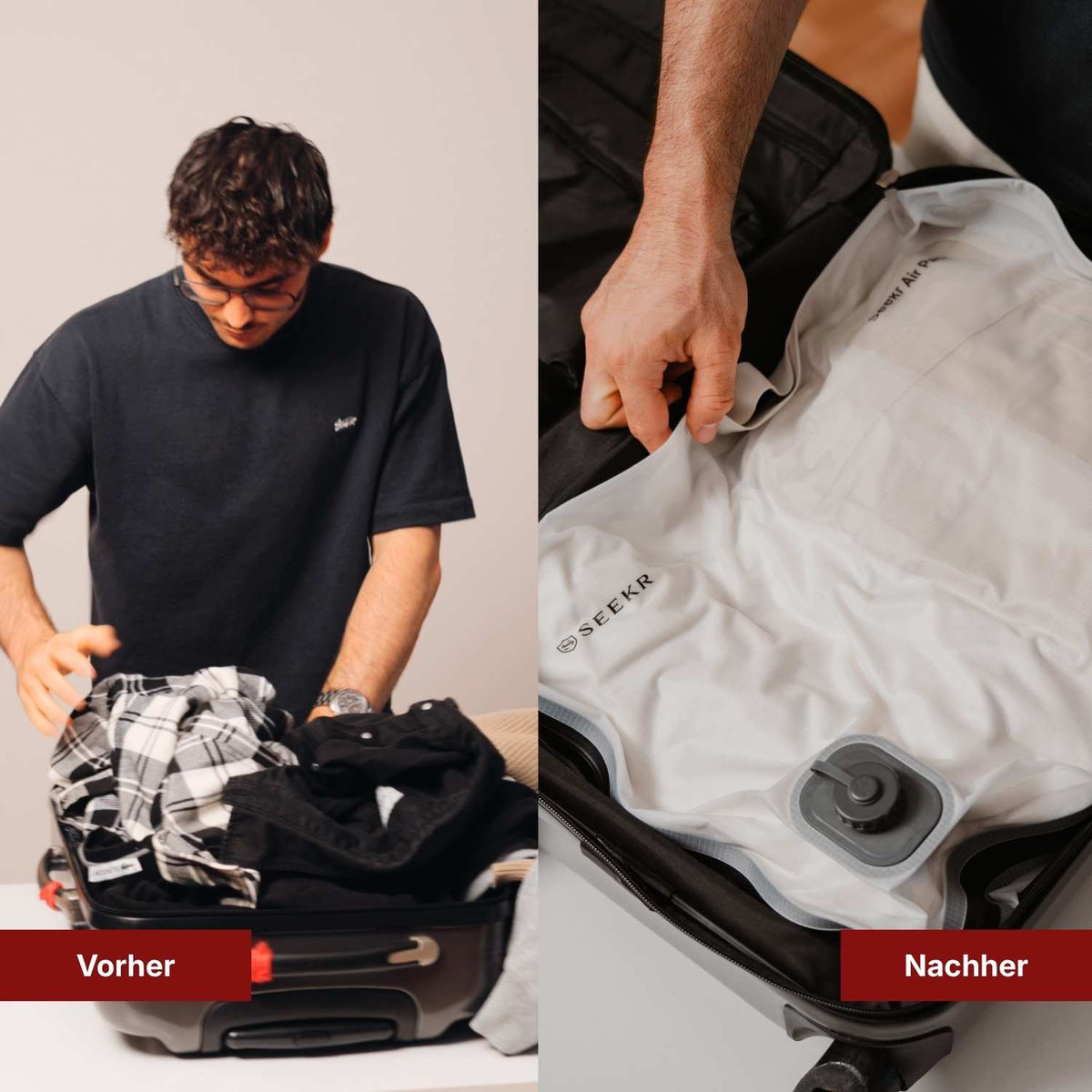 SEEKR AirPack – Vacuum Travel Bag with Integrated USB-C Pump, 21 Litres