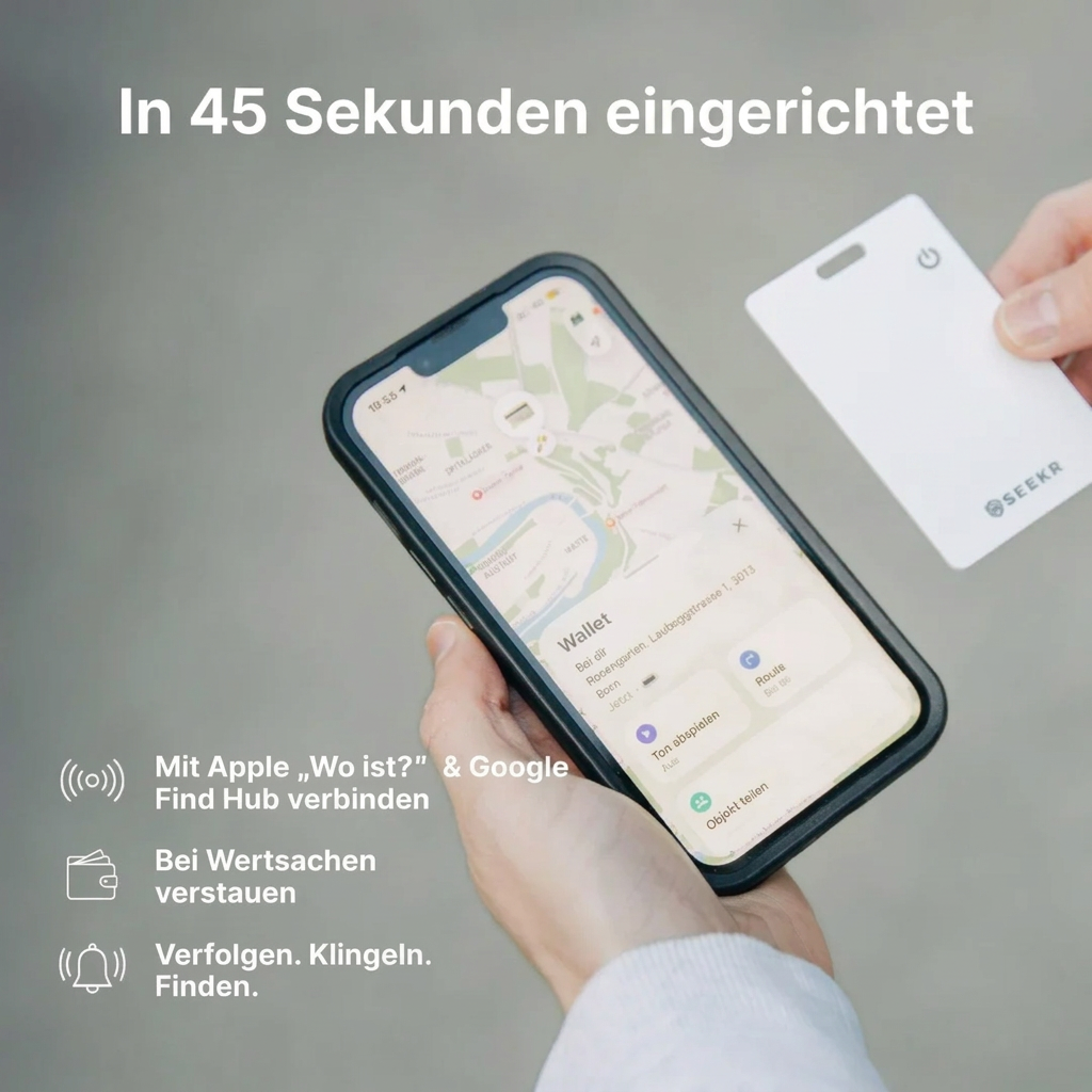 SEEKR FindMe Card per Apple & Android – Localizzatore Bluetooth ultrasottile