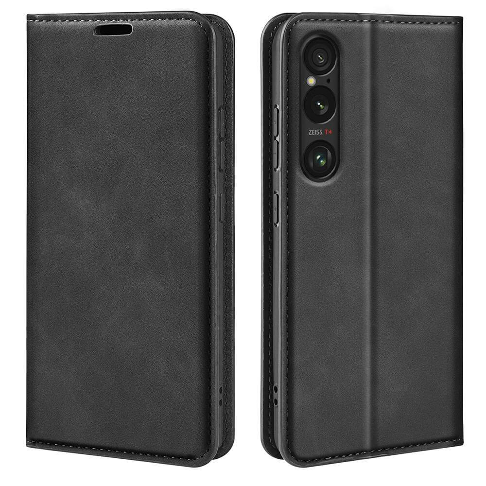#farbe_schwarz|Das Cover-Discount Sony Xperia 1 VII - Stand Flip Case Hülle in schwarzem Leder ist von vorne und hinten geschlossen und verfügt über einen präzisen Kameraausschnitt für eine stilvolle und schützende Abdeckung Ihres Gerätes.