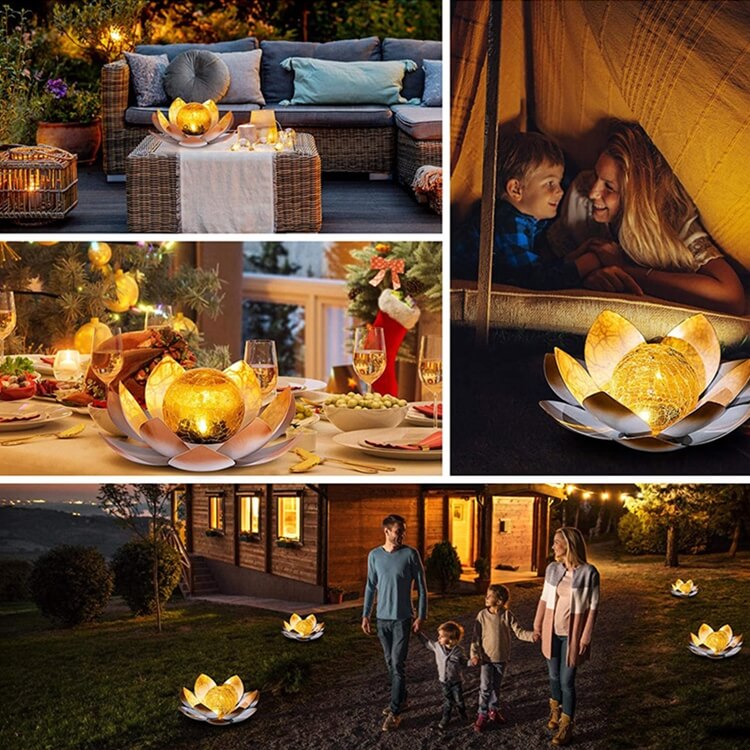 Solar table lamp LED lotus flower