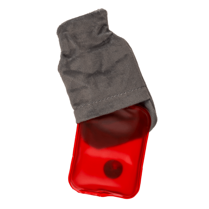 Das 2er Set Handwärmer Lieblingsmensch von Out of the blue - rote, wiederverwendbare Handwärmer teils mit grauem Stoffbeutel, das perfekte Geschenk für kalte Tage.