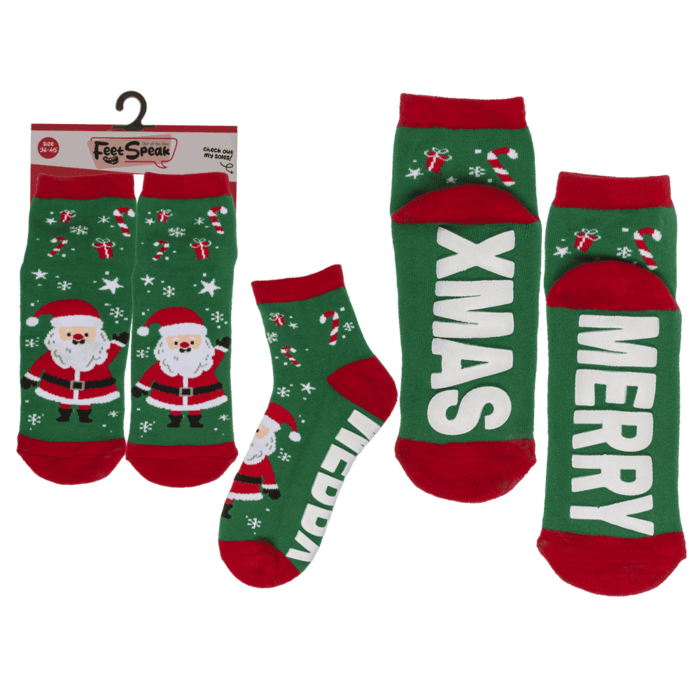 Calzini con suola in ABS Merry XMAS taglia unica