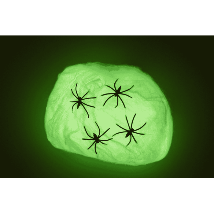 Toile d'araignée Glow in the Dark incl. 4 araignées