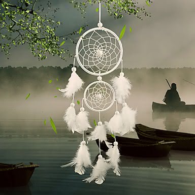 #farbe_Traumfänger Dreamcatcher indianische Deko weiss