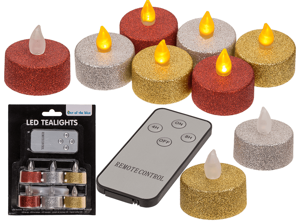 LED Teelichter Glamour mit Timer und Fernbedienung, 6 Stk
