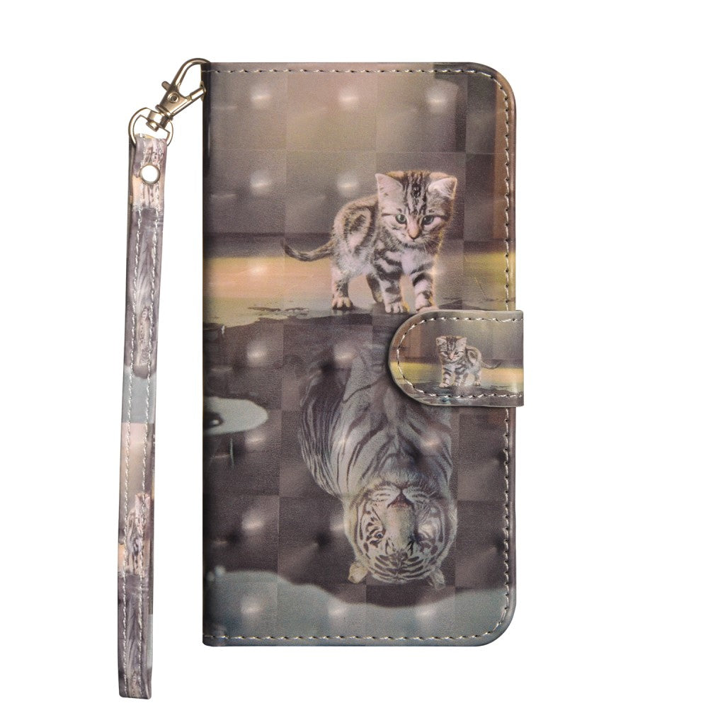 iPhone XS / X - Etui Ledertasche Katze Glitzer Effekt