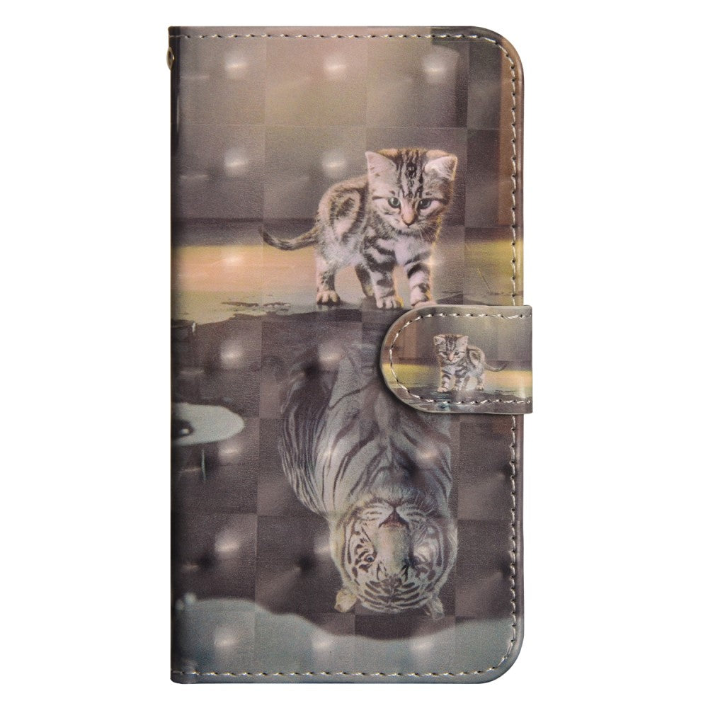 iPhone XS / X - Etui Ledertasche Katze Glitzer Effekt