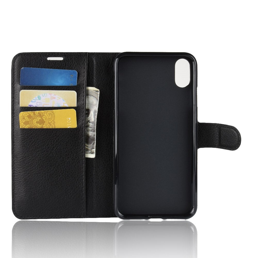 iPhone XR -  Leder Hülle mit Kartenfach schwarz