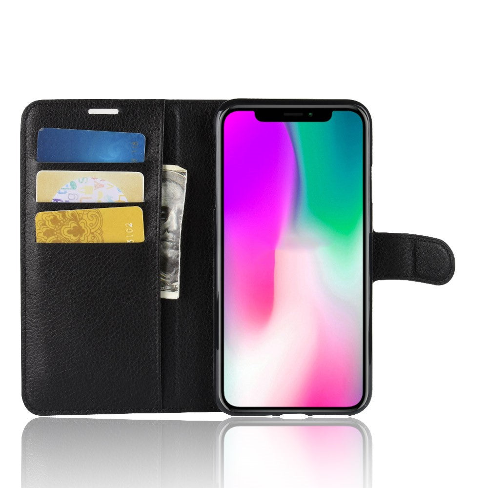 iPhone XR -  Leder Hülle mit Kartenfach schwarz