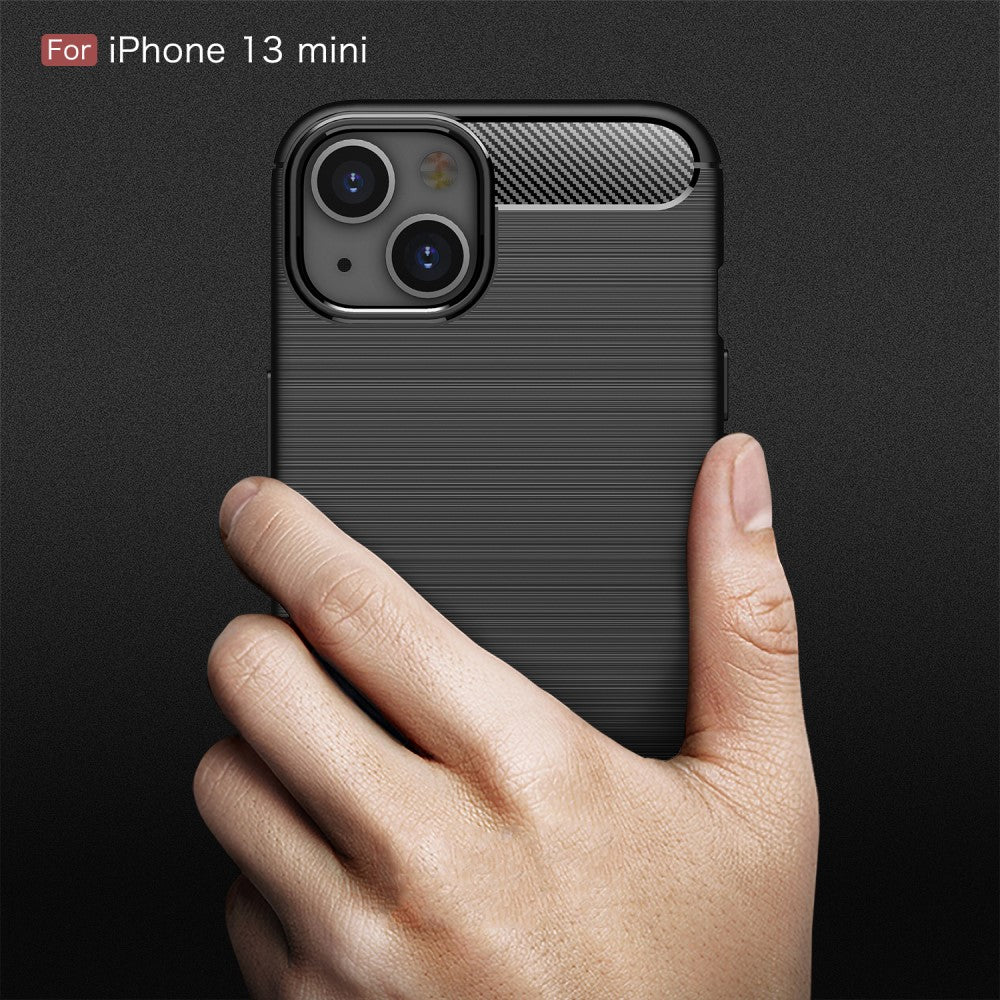 iPhone 13 Mini - Metal Carbon Look Rubber Case