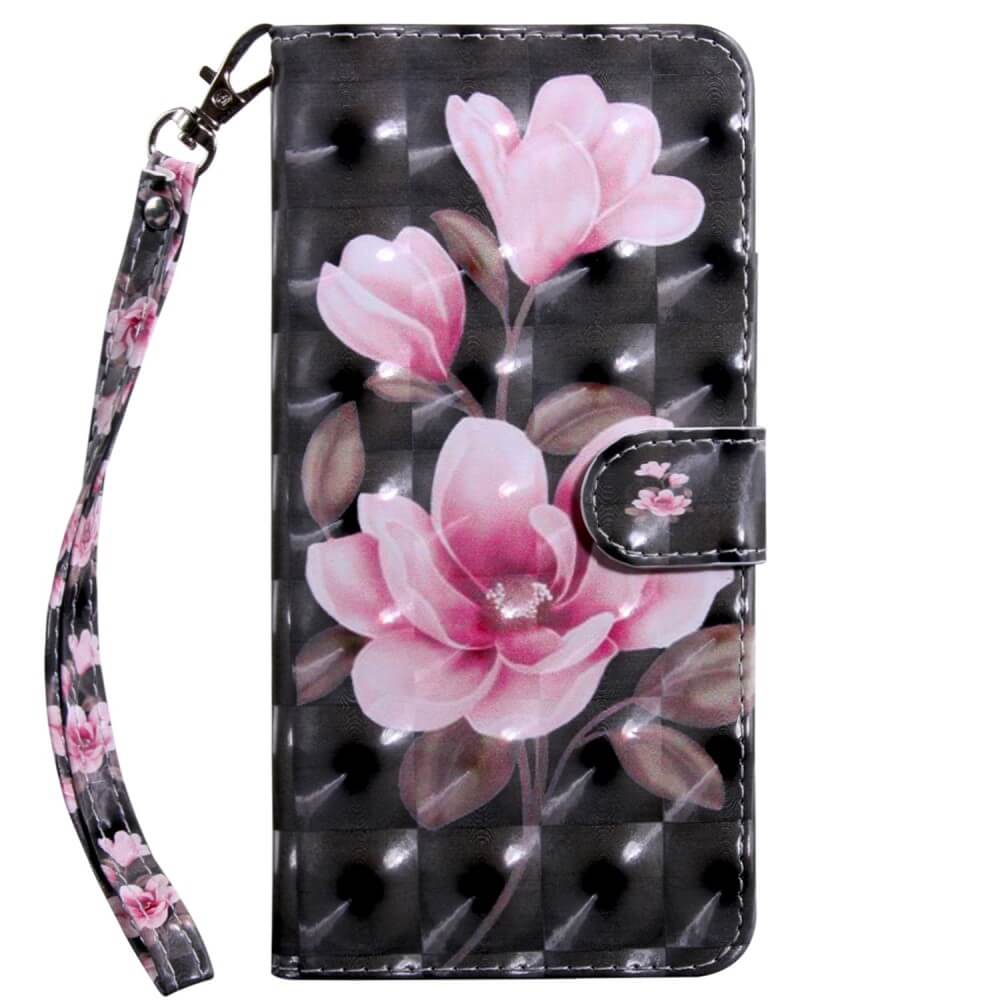 iPhone 14 Pro Max - Etui Glitzer Effekt Blumen rosa