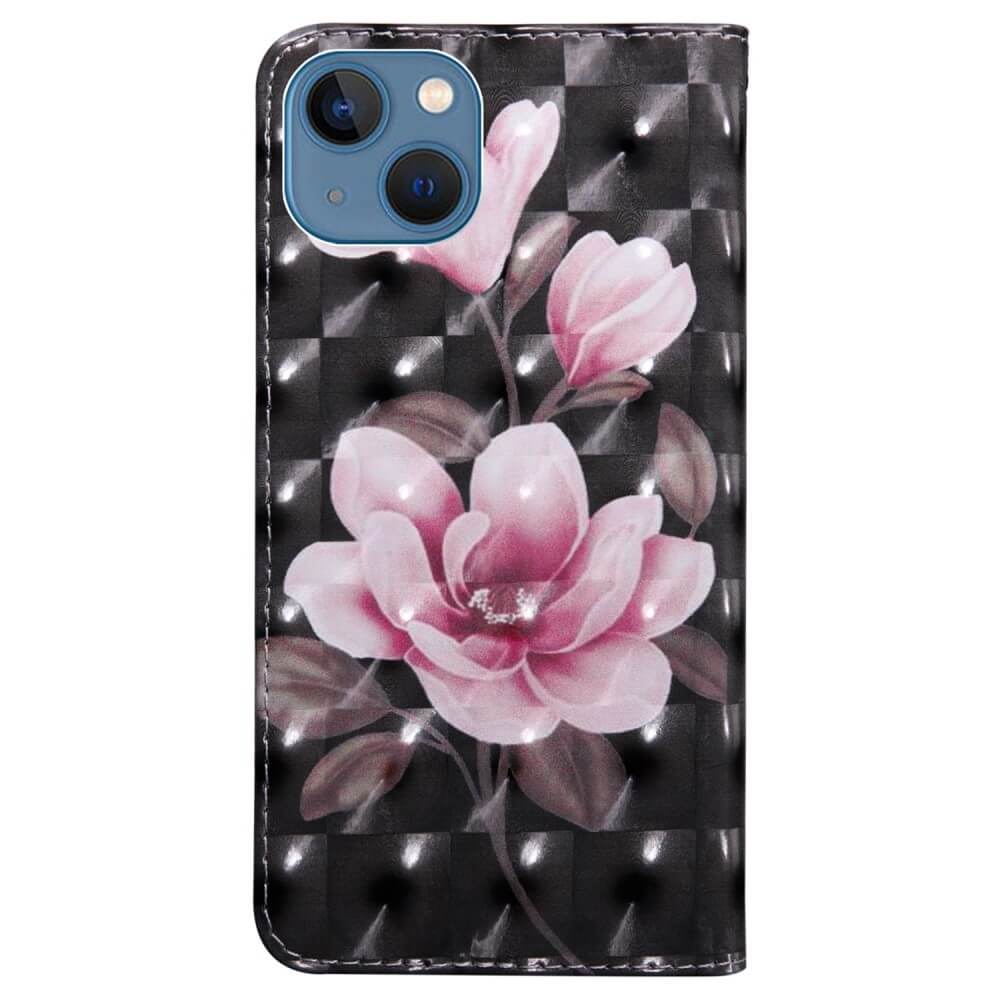 iPhone 14 Plus - Etui Glitzer Effekt Blumen rosa
