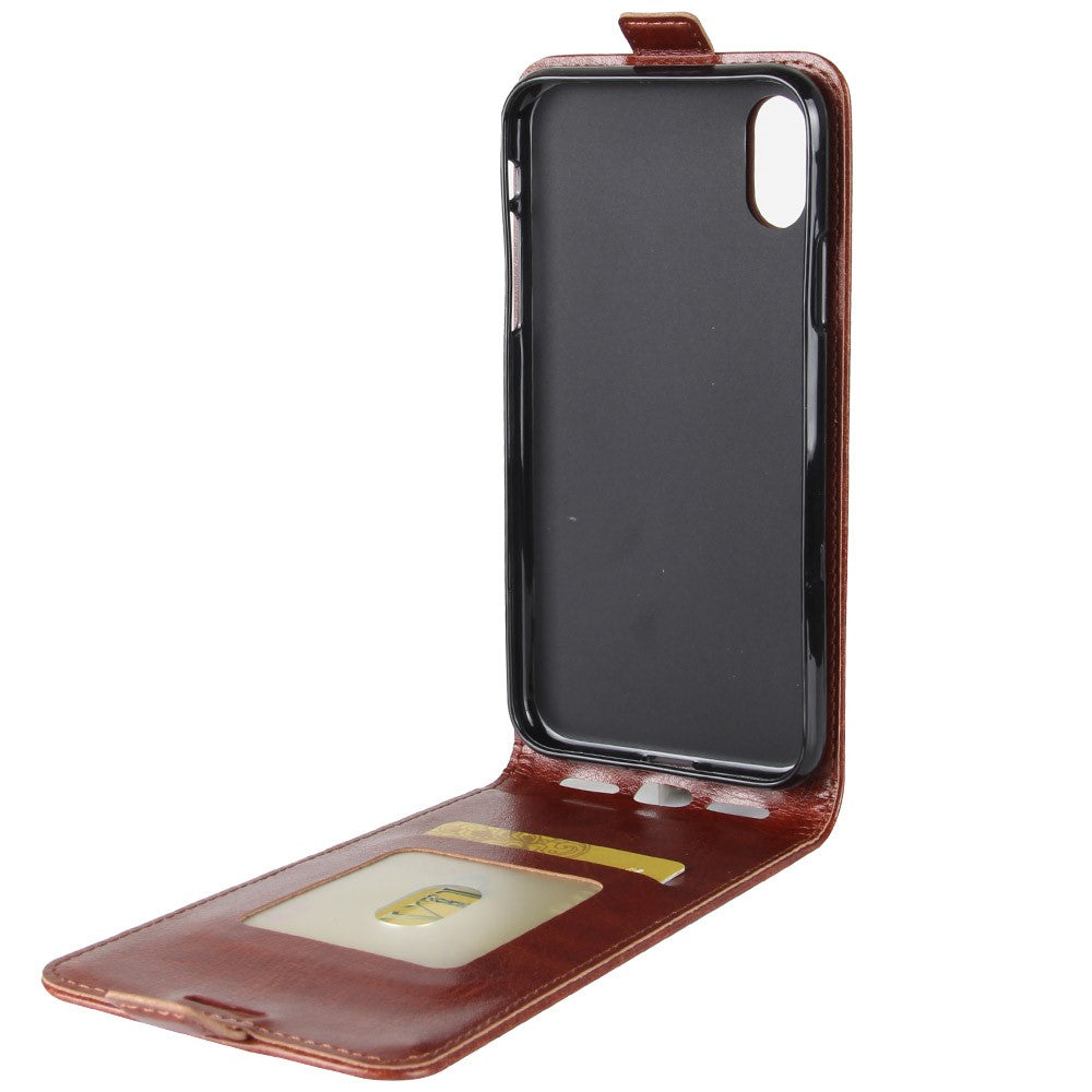 iPhone Xs / X - Leder Flip Case Mit Fotofach Vertikal