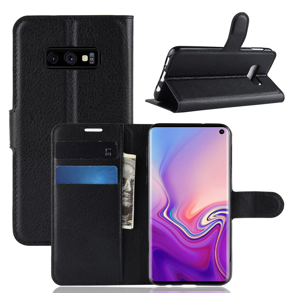 Galaxy S10e -  Leder Etui Hülle mit Kartenfächern schwarz