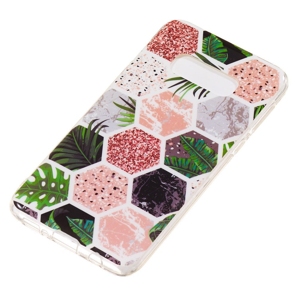 Galaxy S10e - Custodia in gomma siliconica morbida Marble bianco-nero