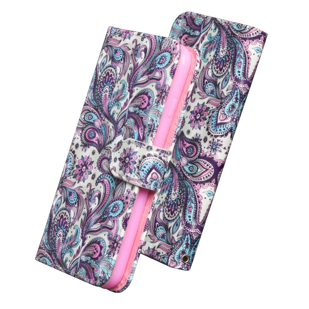 Galaxy A20e - Etui Ledertasche Paisley Glitzer Effekt