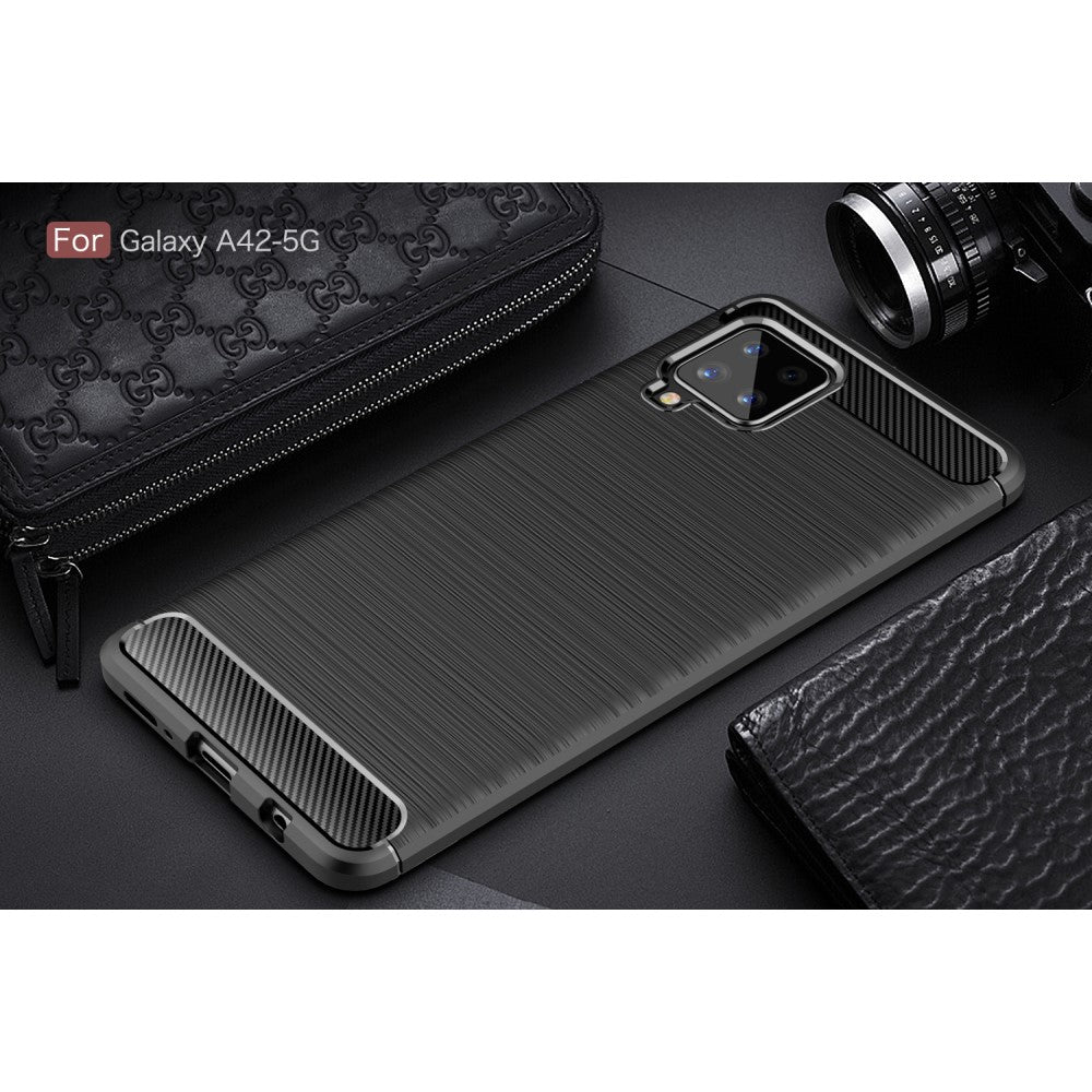 Galaxy A42 - Custodia look metallo carbone
