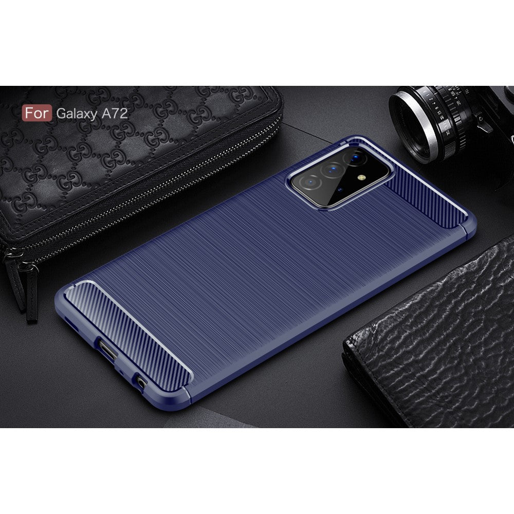 Galaxy A72 - Metal Carbon Look Rubber Case