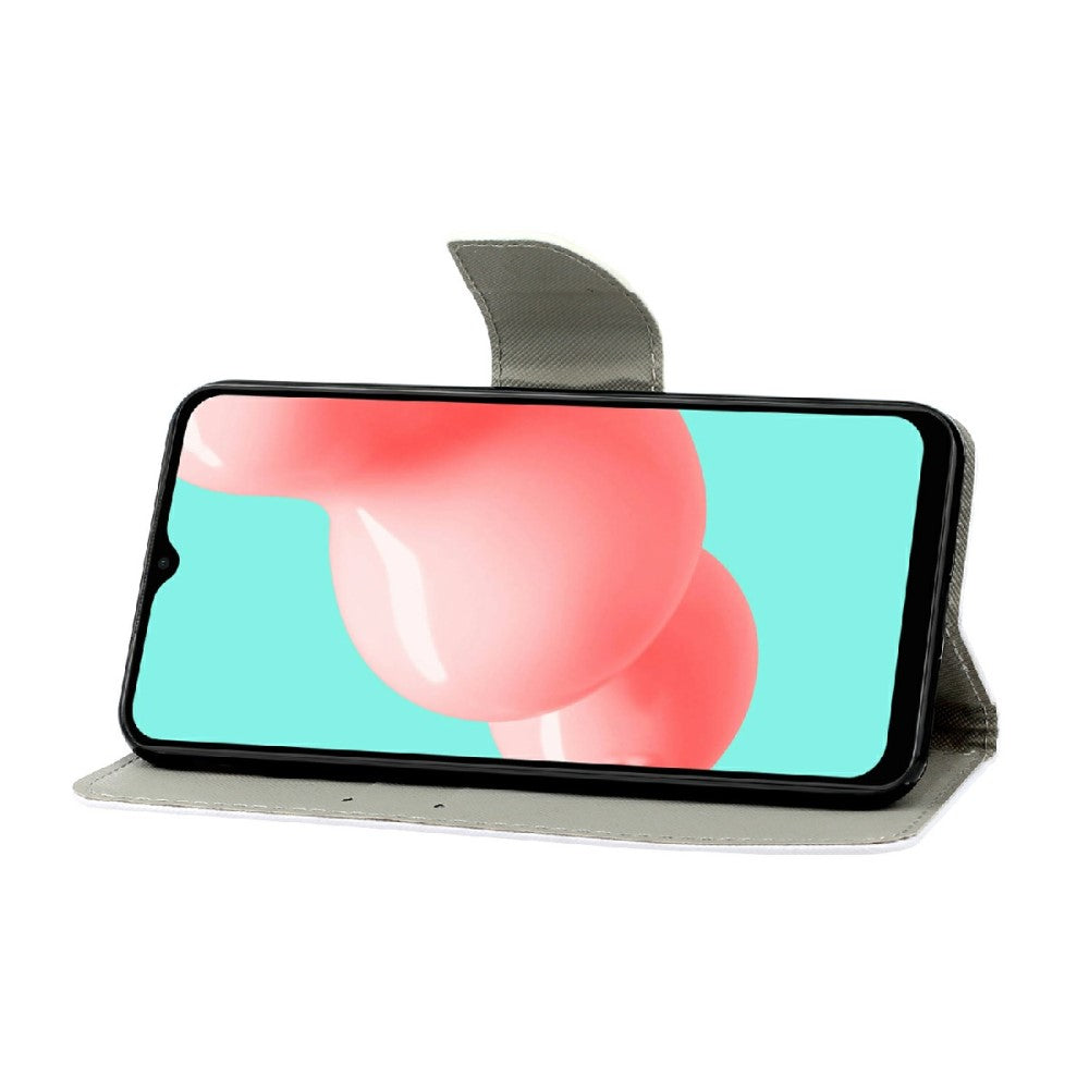Galaxy A22 4G - Leder Hülle Schmetterling schwarz