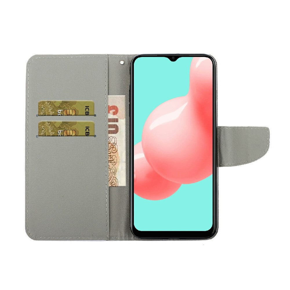 Galaxy A22 4G - Leder Hülle Schmetterling schwarz