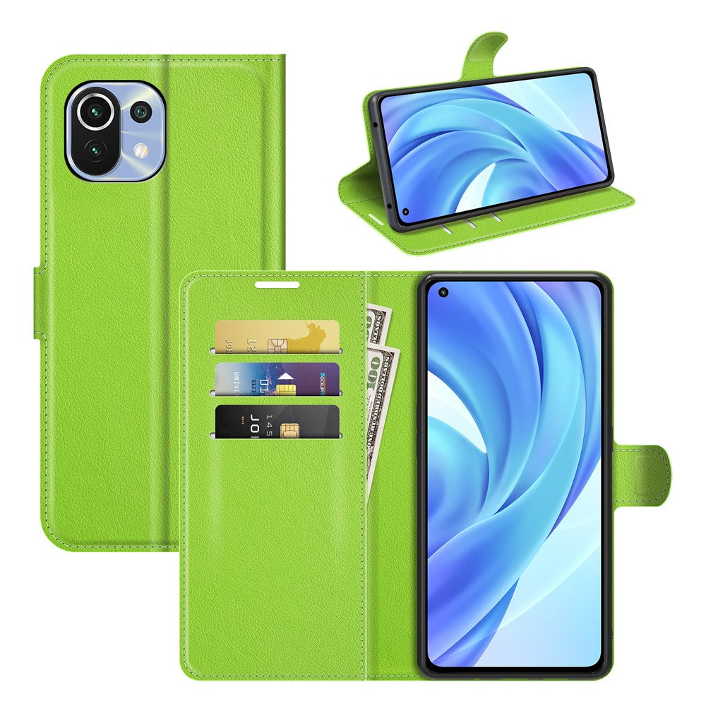 Xiaomi 11 Lite - Leder Etui Hülle grün