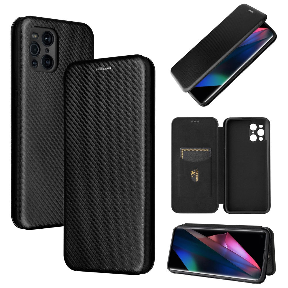 Oppo Find X3 Pro - Carbon Look Flip Case Case