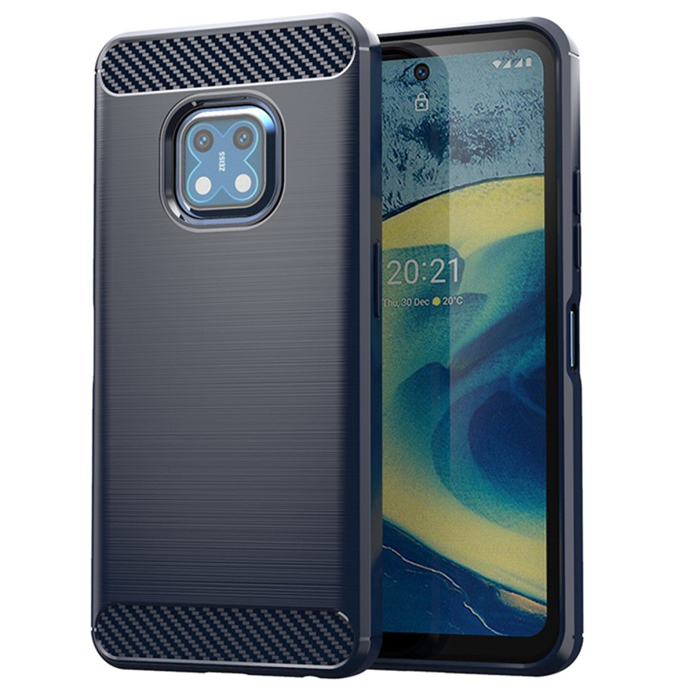 Nokia XR20 - Metall Carbon Look Hülle dunkelblau